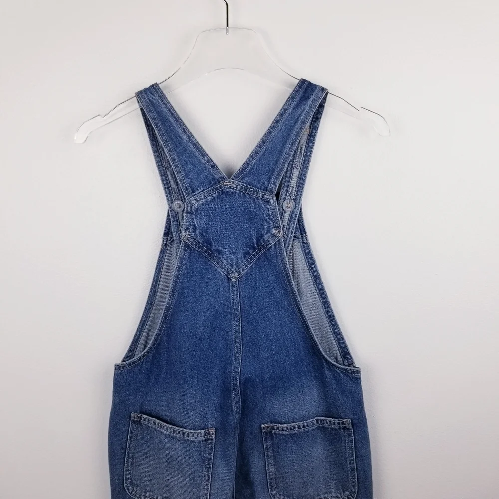 Old Navy #416296 Slouchy Straight Ripped Jean Overalls for Girls NWT L(10-12)